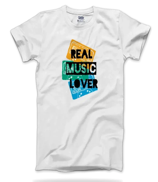 Dippy Drapes Half Sleeves White T-Shirt - Real Music Lover